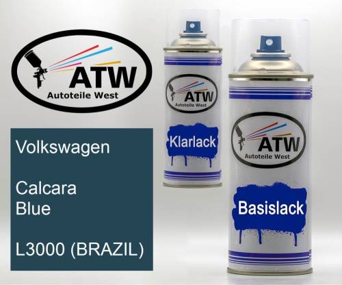 Volkswagen, Calcara Blue, L3000 (BRAZIL): 400ml Sprühdose + 400ml Klarlack - Set, von ATW Autoteile West.